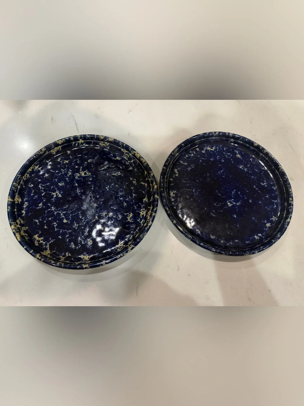 Vintage 4 piece Bennington Potters Agate Blue Sponge